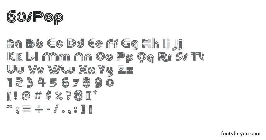 Schriftart 60sPop (102870) – Alphabet, Zahlen, spezielle Symbole