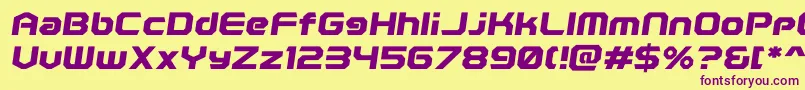 PolenticalNeonBoldItalic Font – Purple Fonts on Yellow Background