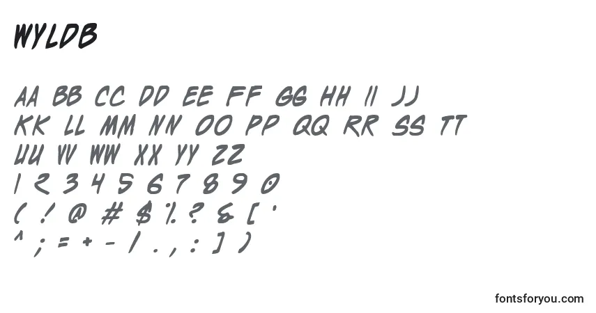 Fuente Wyldb - alfabeto, números, caracteres especiales