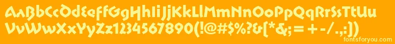 Шрифт MotterSpartaitcTt – жёлтые шрифты на оранжевом фоне