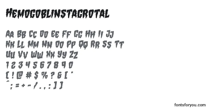 Czcionka Hemogoblinstagrotal – alfabet, cyfry, specjalne znaki