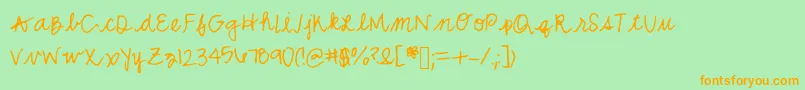 Mwcurly-Schriftart – Orangefarbene Schriften auf grünem Hintergrund