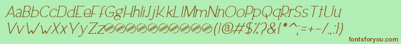 DowntownEleganceItalic Font – Brown Fonts on Green Background