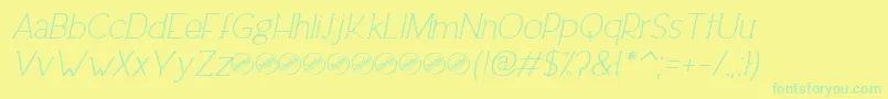Шрифт DowntownEleganceItalic – зелёные шрифты на жёлтом фоне