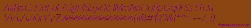 Weitere Informationen zur DowntownEleganceItalic-Schriftart DowntownEleganceItalic-Schriftart – Violette Schriften auf braunem Hintergrund