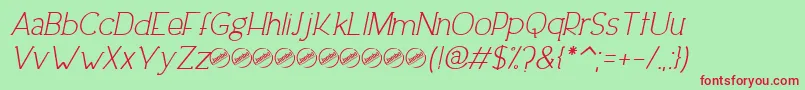 DowntownEleganceItalic Font – Red Fonts on Green Background