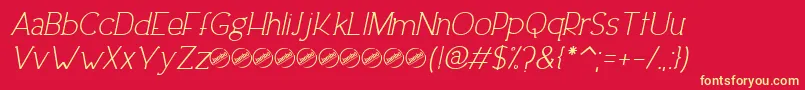 Fonte DowntownEleganceItalic – fontes amarelas em um fundo vermelho