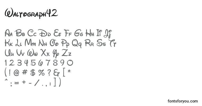 Czcionka Waltograph42 – alfabet, cyfry, specjalne znaki