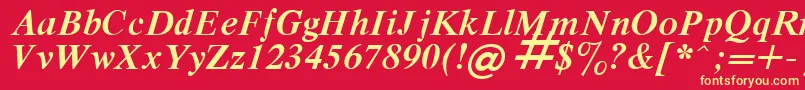 RespectBoldItalic.001.001-fontti – keltaiset fontit punaisella taustalla