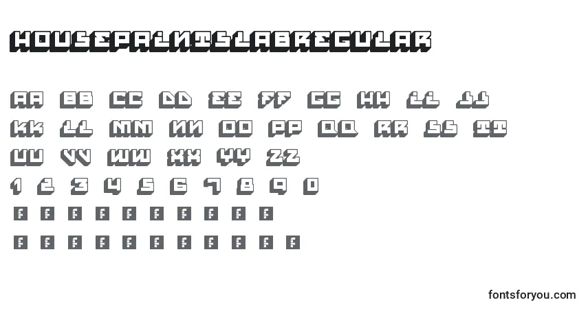 Czcionka HousePaintSlabRegular – alfabet, cyfry, specjalne znaki