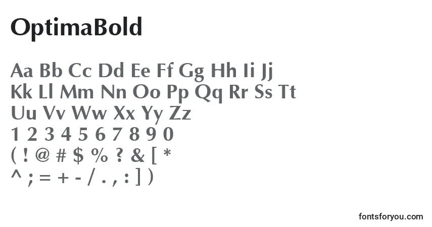 Czcionka OptimaBold – alfabet, cyfry, specjalne znaki