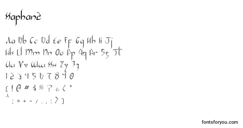A fonte Xaphan2 – alfabeto, números, caracteres especiais