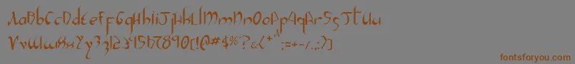 フォントXaphan2 – 茶色の文字が灰色の背景にあります。