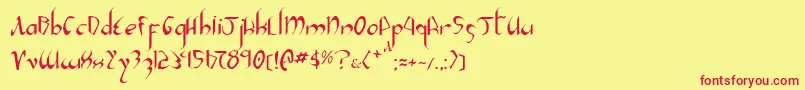 フォントXaphan2 – 赤い文字の黄色い背景