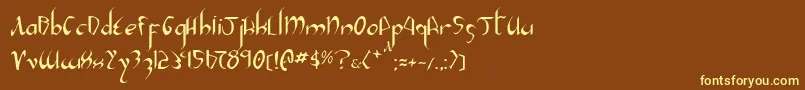 Xaphan2-Schriftart – Gelbe Schriften auf braunem Hintergrund