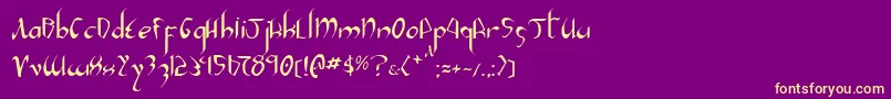 Xaphan2-Schriftart – Gelbe Schriften auf violettem Hintergrund