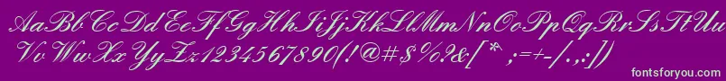 Englischeschtdembol-Schriftart – Grüne Schriften auf violettem Hintergrund
