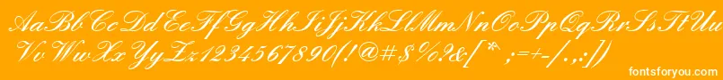 Englischeschtdembol-Schriftart – Weiße Schriften auf orangefarbenem Hintergrund