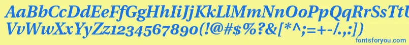 UtopiaBoldItalicWithOldstyleFigures Font – Blue Fonts on Yellow Background