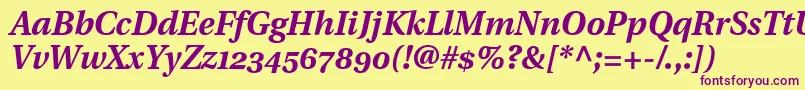 UtopiaBoldItalicWithOldstyleFigures Font – Purple Fonts on Yellow Background