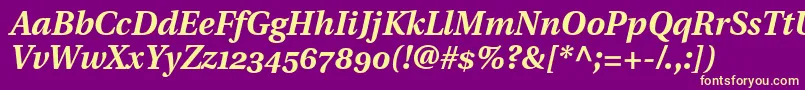 UtopiaBoldItalicWithOldstyleFigures Font – Yellow Fonts on Purple Background