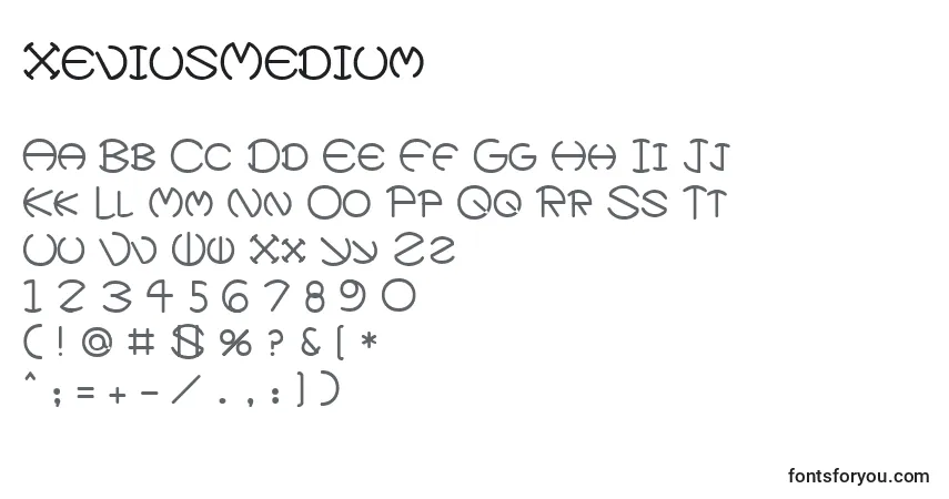 Fuente XeviusMedium - alfabeto, números, caracteres especiales