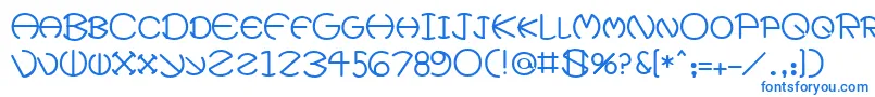 フォントXeviusMedium – 白い背景に青い文字