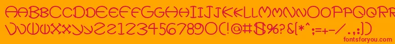 フォントXeviusMedium – オレンジの背景に赤い文字