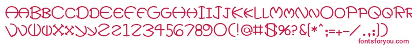 フォントXeviusMedium – 白い背景に赤い文字