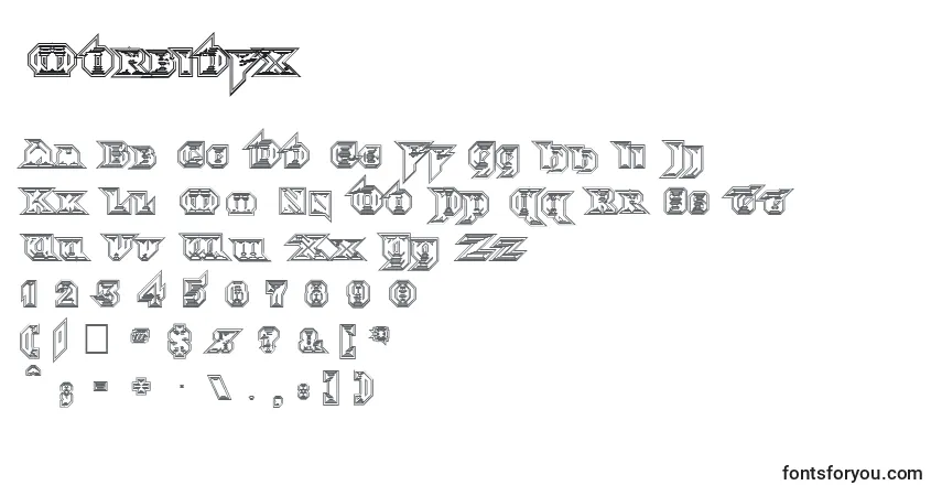 A fonte Morbidfx – alfabeto, números, caracteres especiais
