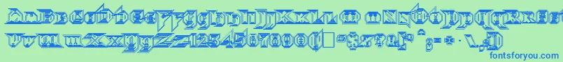 Morbidfx-Schriftart – Blaue Schriften auf grünem Hintergrund