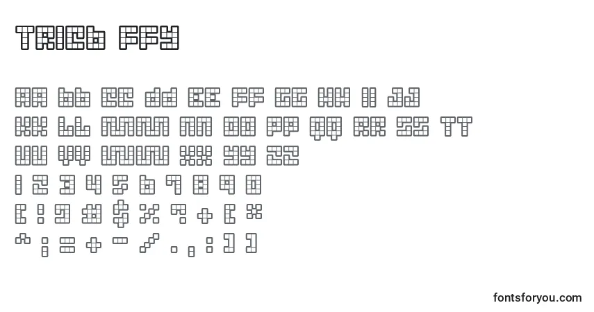 Schriftart Tricb ffy – Alphabet, Zahlen, spezielle Symbole
