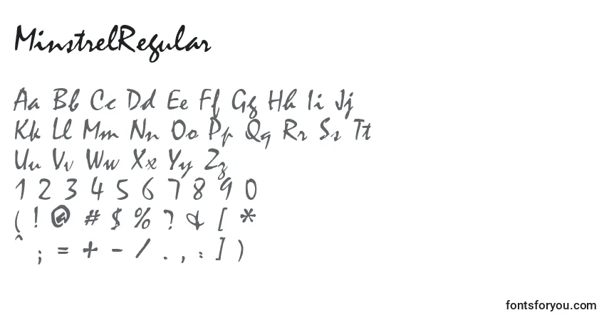 Schriftart MinstrelRegular – Alphabet, Zahlen, spezielle Symbole