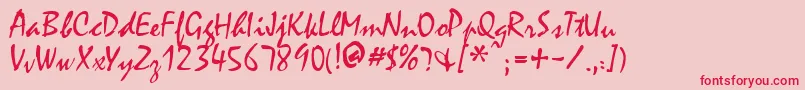 フォントMinstrelRegular – ピンクの背景に赤い文字