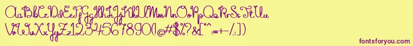 TheFlowerySpring-Schriftart – Violette Schriften auf gelbem Hintergrund