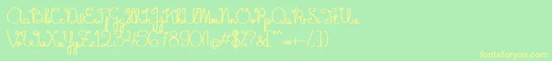 TheFlowerySpring-Schriftart – Gelbe Schriften auf grünem Hintergrund