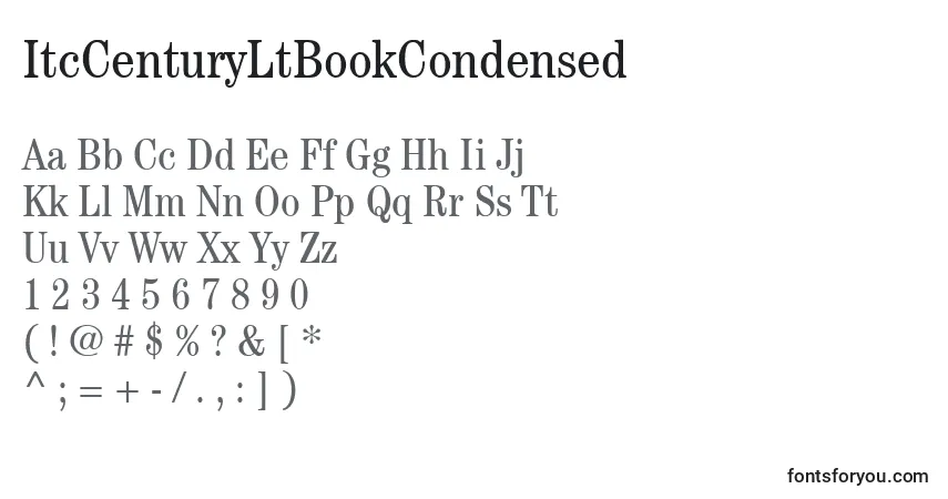 A fonte ItcCenturyLtBookCondensed – alfabeto, números, caracteres especiais