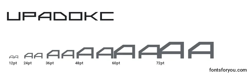 Размеры шрифта Upadokc