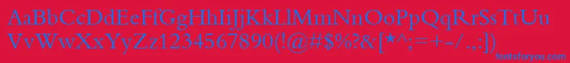 Bembo Font – Blue Fonts on Red Background