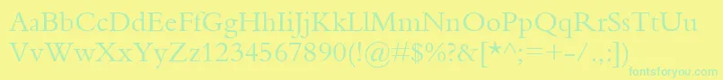 Bembo Font – Green Fonts on Yellow Background