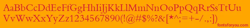フォントBembo – オレンジの背景に赤い文字