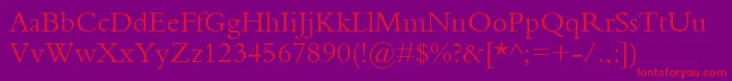 Bembo Font – Red Fonts on Purple Background