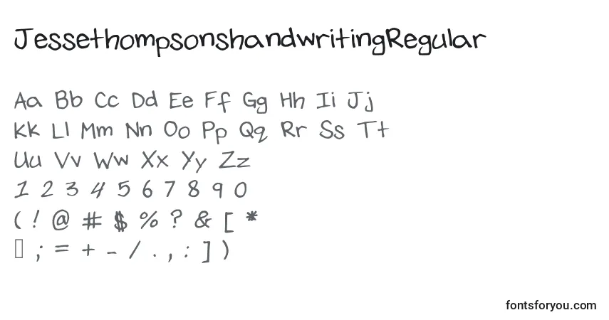 Czcionka JessethompsonshandwritingRegular – alfabet, cyfry, specjalne znaki