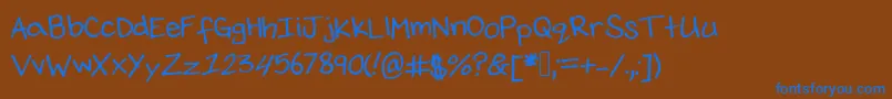 JessethompsonshandwritingRegular Font – Blue Fonts on Brown Background