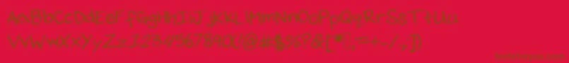 JessethompsonshandwritingRegular-Schriftart – Braune Schriften auf rotem Hintergrund