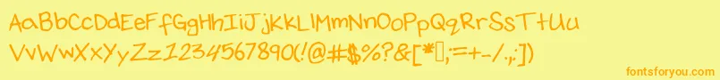 JessethompsonshandwritingRegular Font – Orange Fonts on Yellow Background