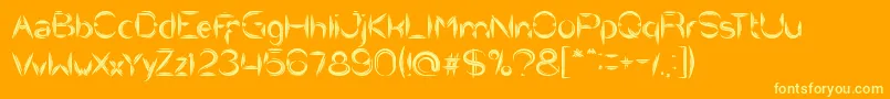 QuantumLeap-Schriftart – Gelbe Schriften auf orangefarbenem Hintergrund