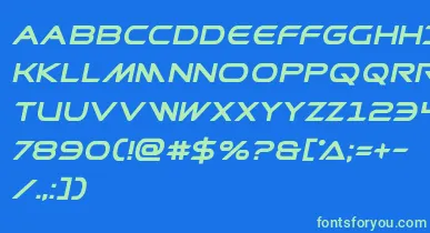 Prometheanboldital font – Green Fonts On Blue Background