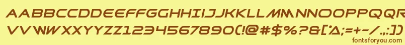 フォントPrometheanboldital – 茶色の文字が黄色の背景にあります。