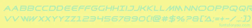 フォントPrometheanboldital – 黄色い背景に緑の文字